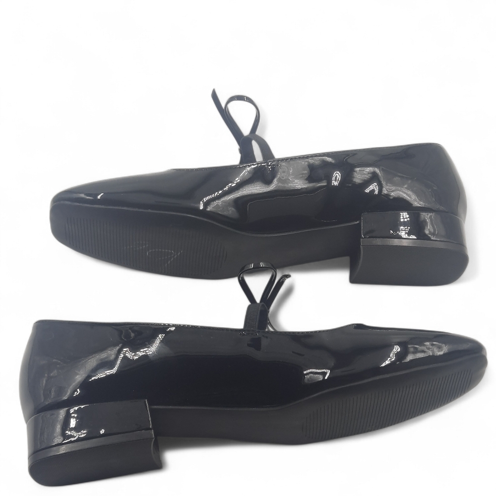 MADDEN Girl Mary Jane Flats Black Patent Square Toe Bow Ladylike Minimal 8.5 LNC - Picture 4 of 9